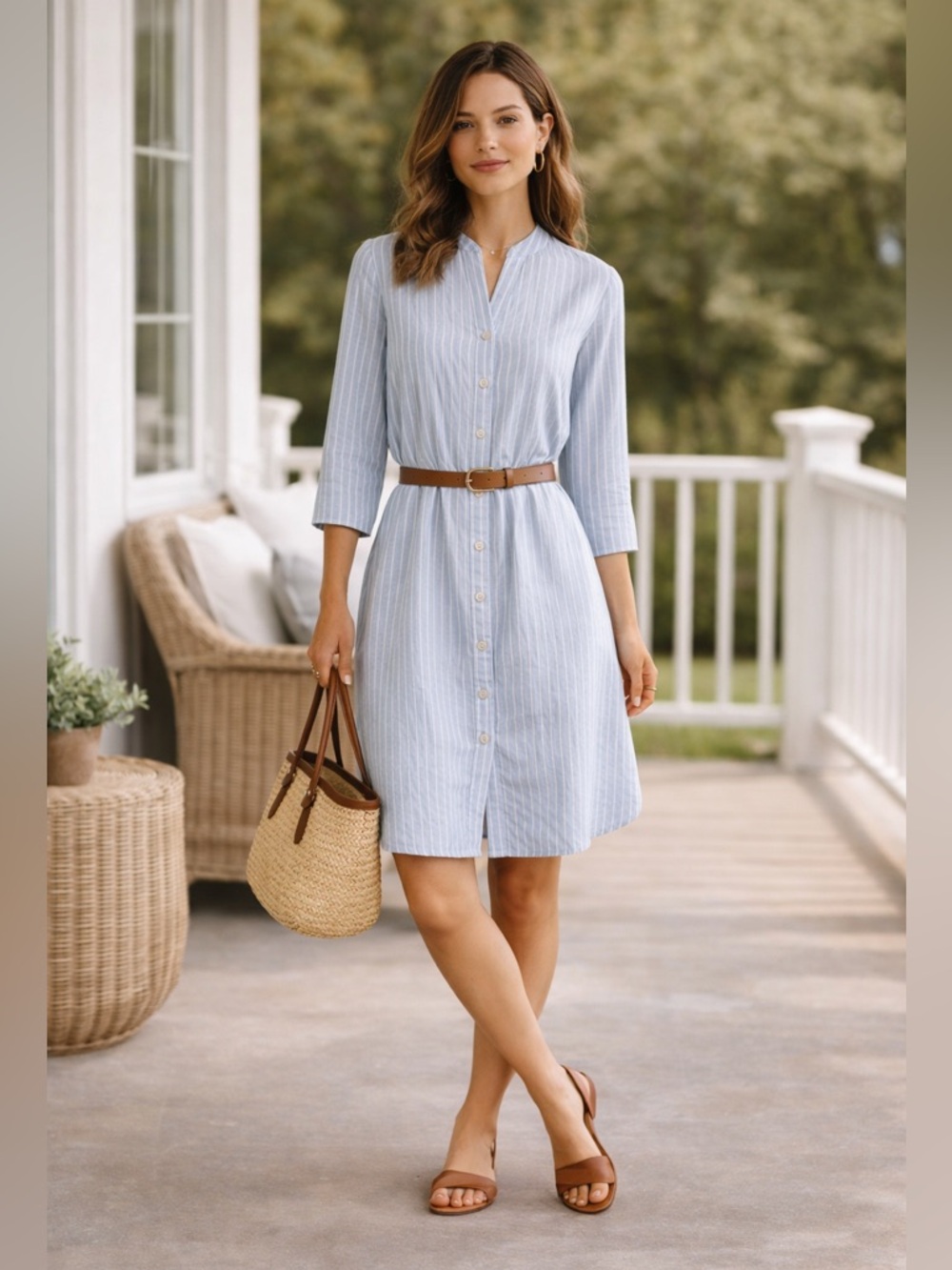 Soft Surroundings Striped Linen Shirt Dress